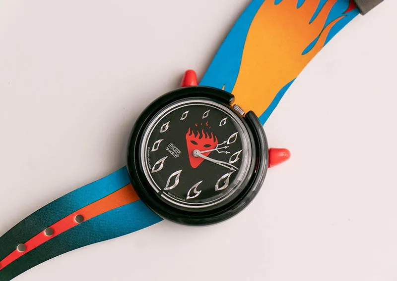 1994 Pop Swatch PMB103 HOT STUFF Watch Vintage with Box & Papers