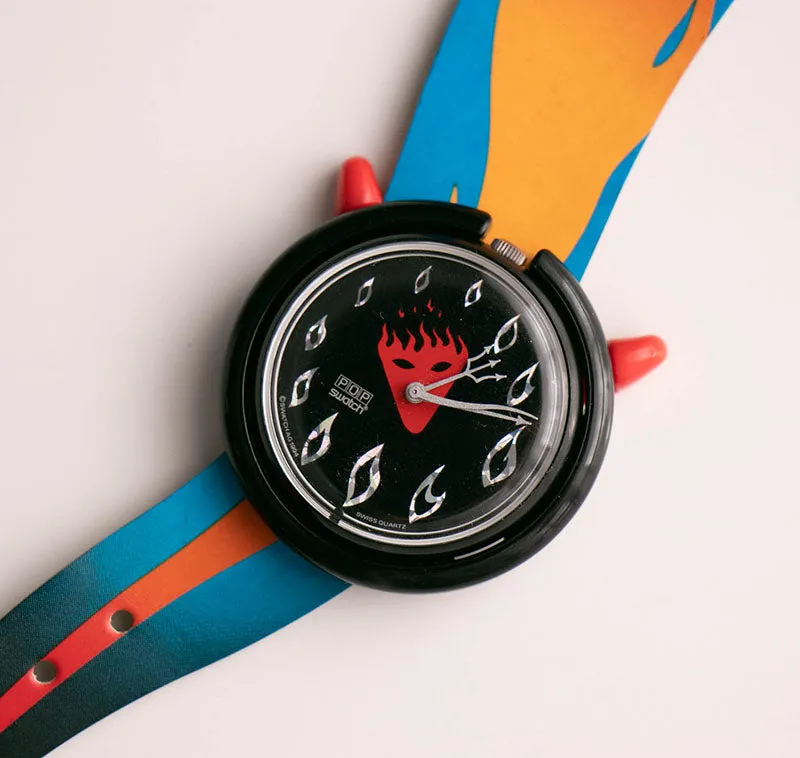 1994 Pop Swatch PMB103 HOT STUFF Watch Vintage with Box & Papers