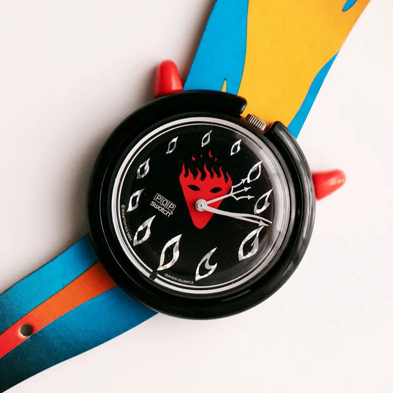 1994 Pop Swatch PMB103 HOT STUFF Watch Vintage with Box & Papers