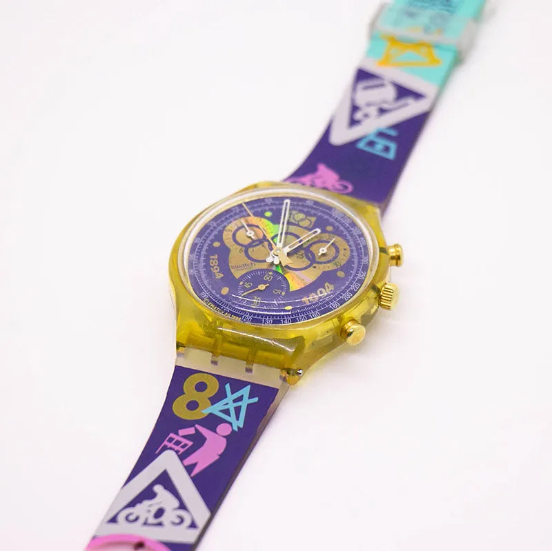 1994 Vintage Swatch Chronograph SCZ100 I. O. C. Watch Olympics Special