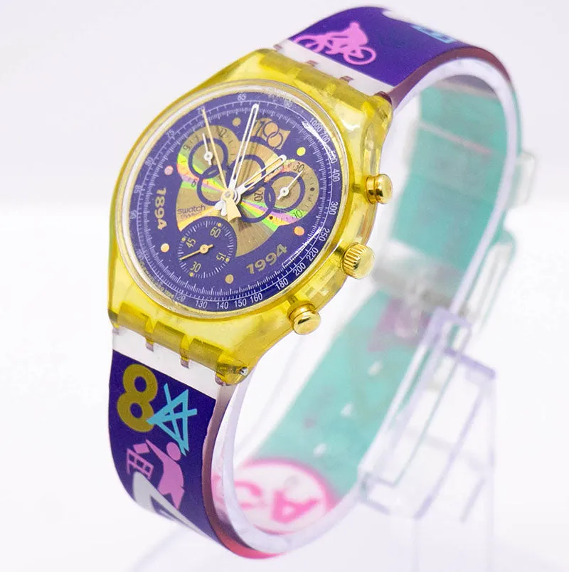 1994 Vintage Swatch Chronograph SCZ100 I. O. C. Watch Olympics Special