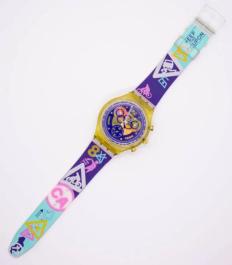 1994 Vintage Swatch Chronograph SCZ100 I. O. C. Watch Olympics Special