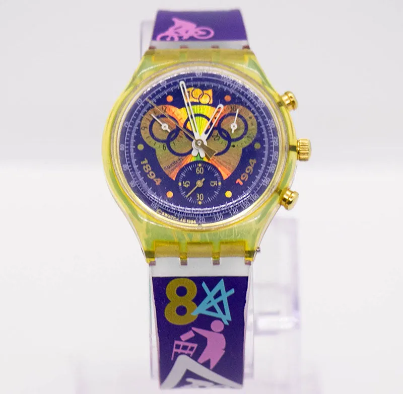 1994 Vintage Swatch Chronograph SCZ100 I. O. C. Watch Olympics Special