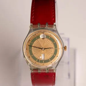 1995 Swatch GK715 MOOS Watch | Gold-tone Day Date Swatch Vintage