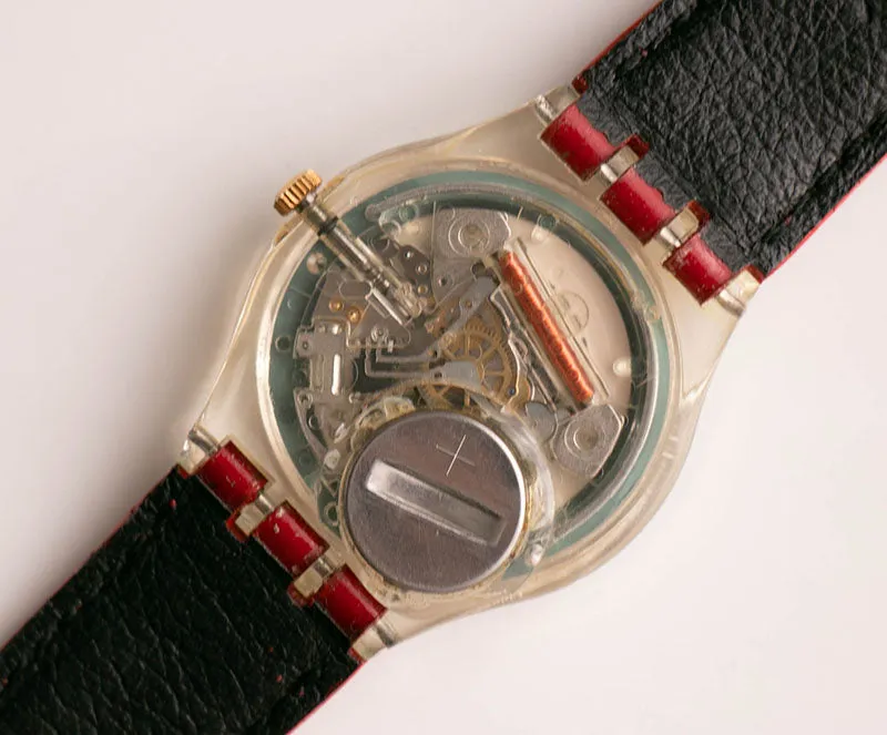 1995 Swatch GK715 MOOS Watch | Gold-tone Day Date Swatch Vintage