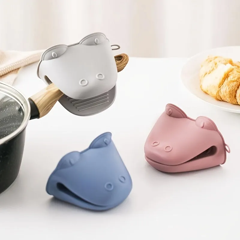 1pc Oven Mitts, Food Grade High Temperature Resistant Silicone Hippopotamus