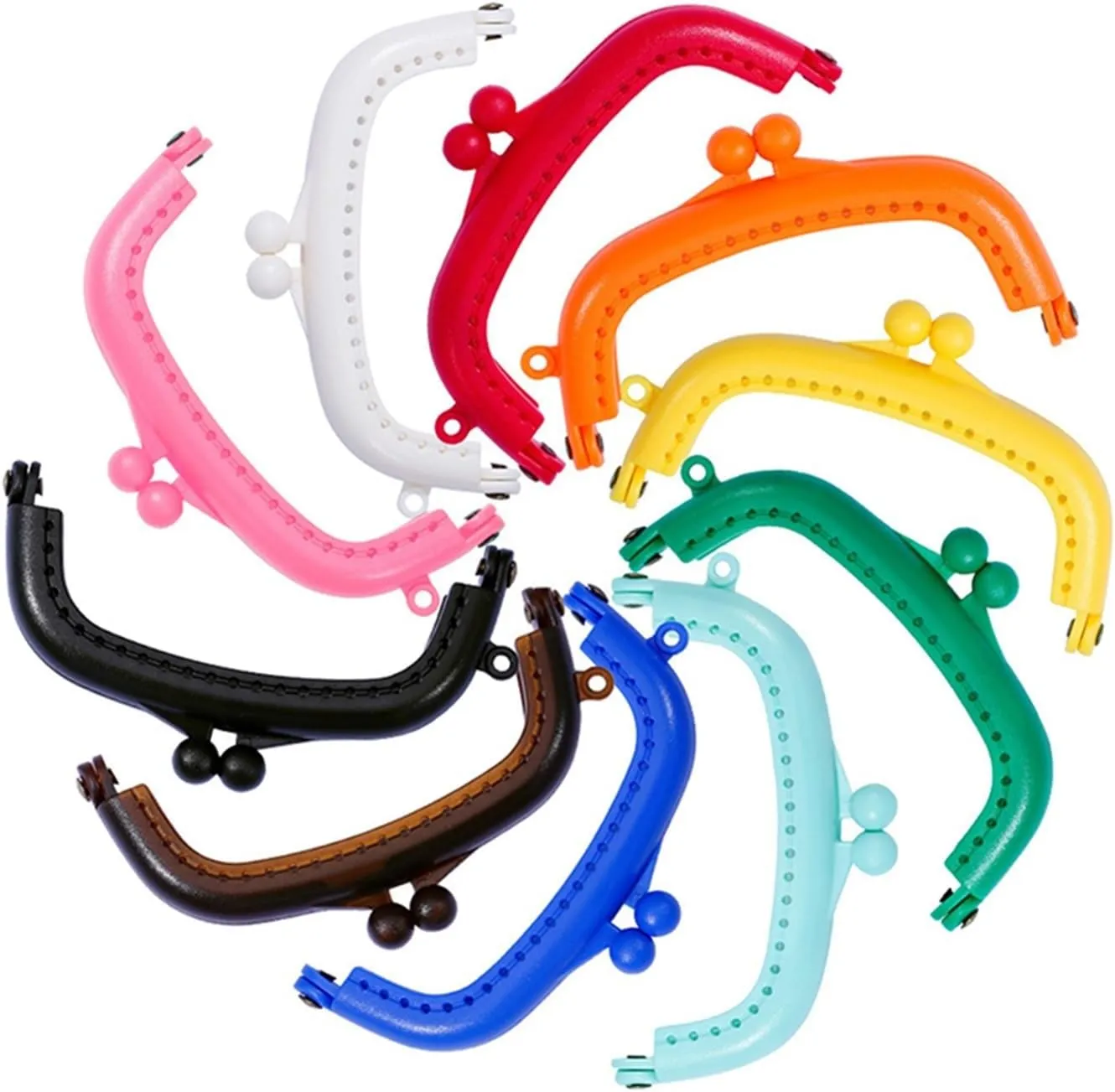 1PCS 8.5cm Arc Plastic Purse Frame Handle for Clutch Bag Handbag Accessories Making Kiss Clasp Lock(Green)