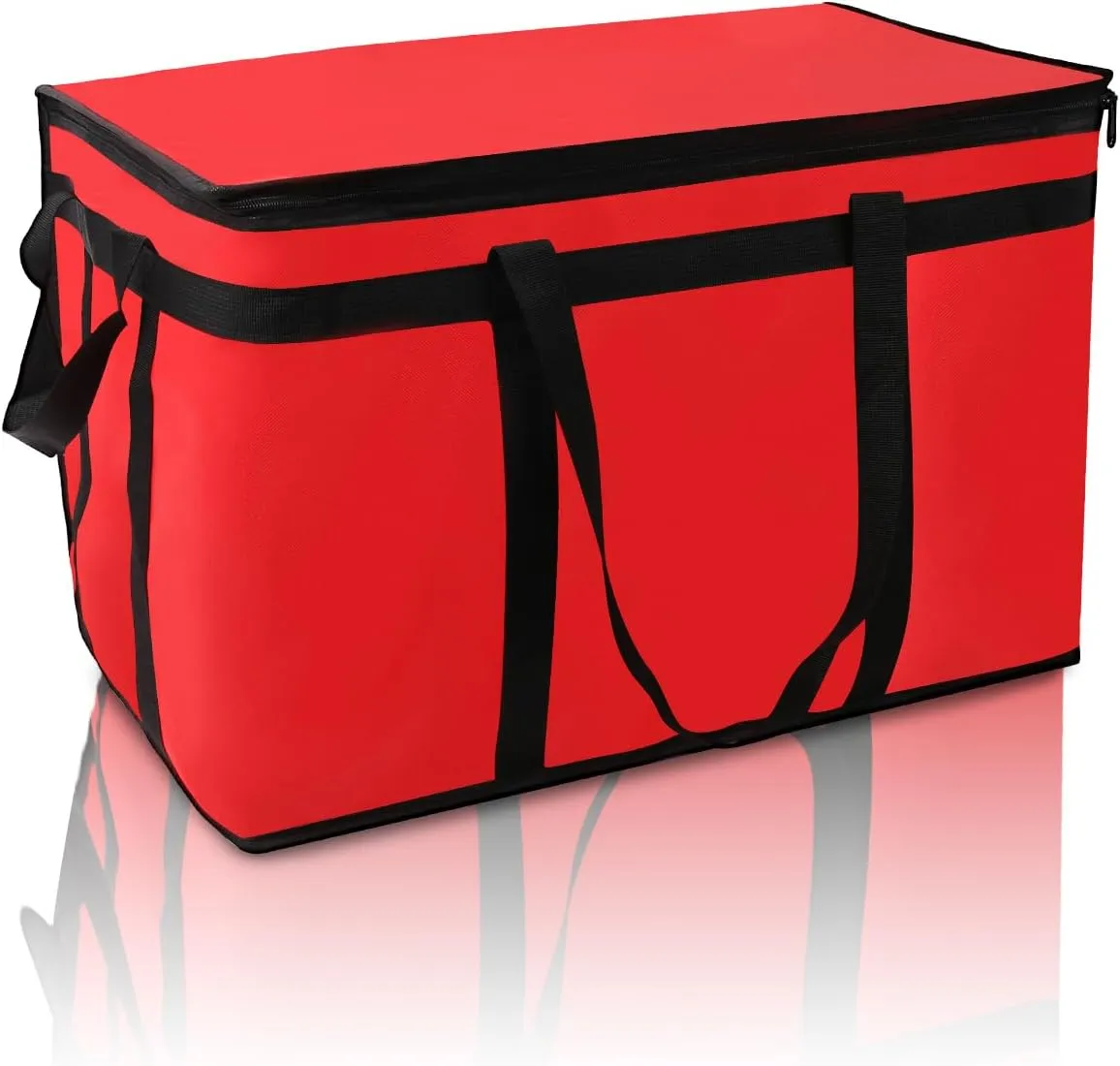 2 Pack Insulated Food Delivery Bag Red Pizza Delivery Bags for Hot & Cold Food, Large Capacity Reusable Warming Bag Catering Cooler Bag for Party