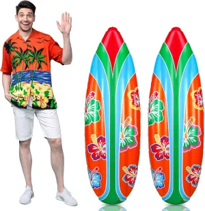 2 Pcs Luau Inflatable Surfboard 5 ft Inflatable Surf Board Decor Inflate Tropical Decorations Inflatable Pool Floats for Adults and Kids Beach Hawaiian Luau Summer Pool Sea Party