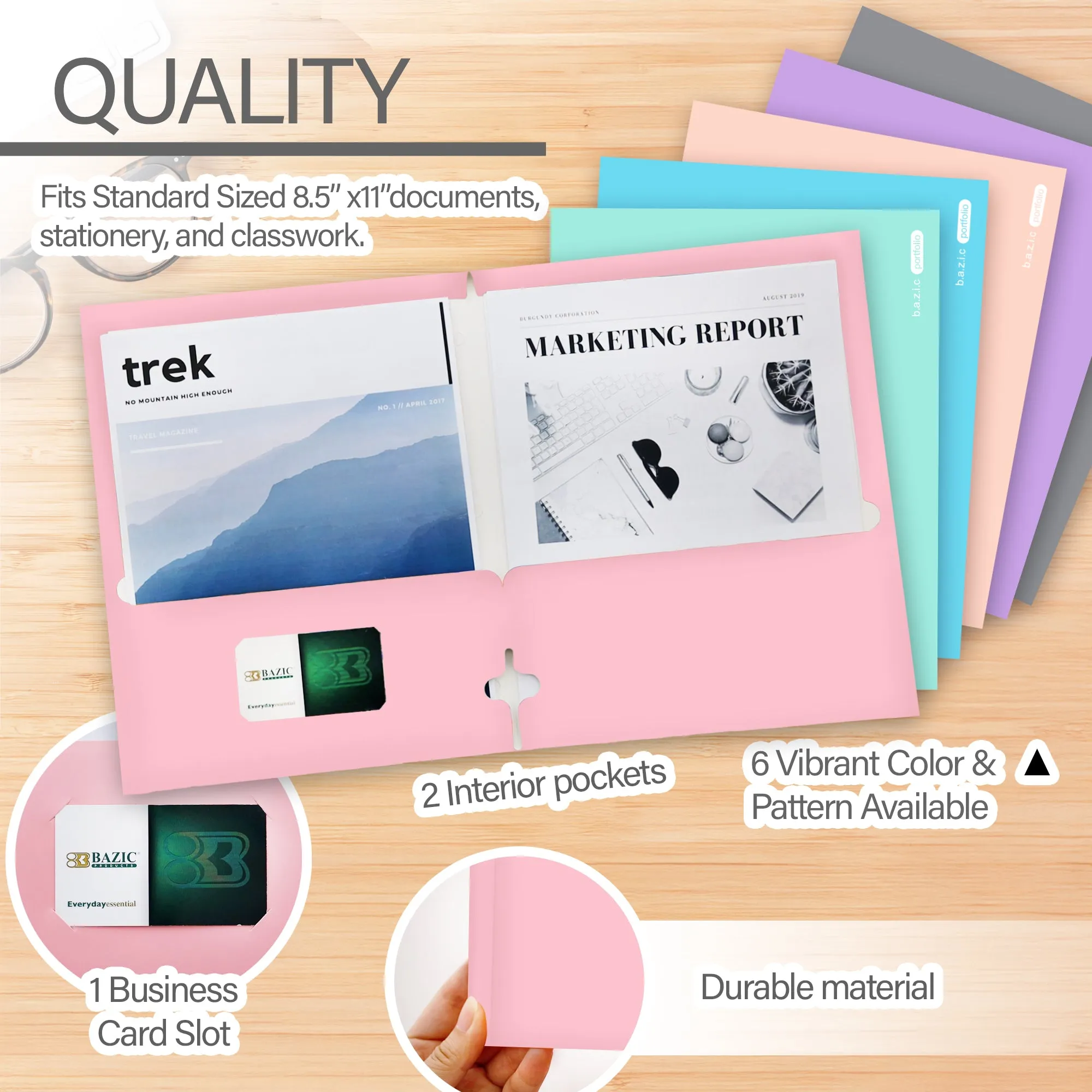 2-Pockets Portfolios – Laminated Pastel Glossy Color