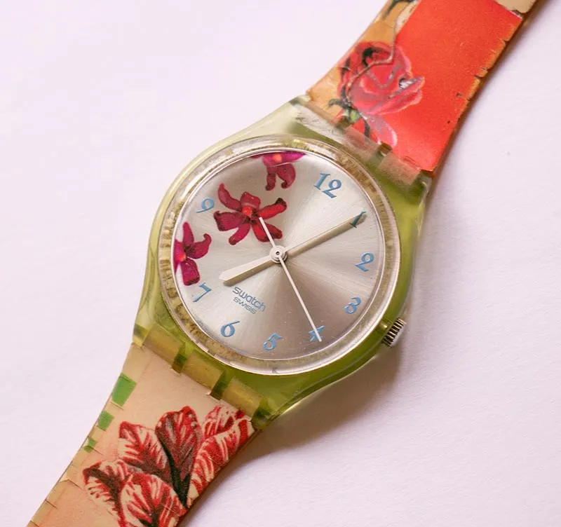 2002 ESSENCE PRINTANIERE GG201 Swatch Watch | Floral Design Watch