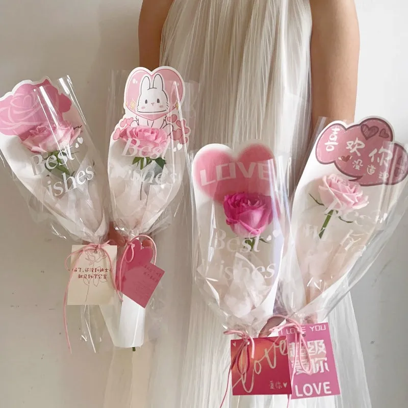 20pcs Valentine's Day Single Flower Sleeves Bags