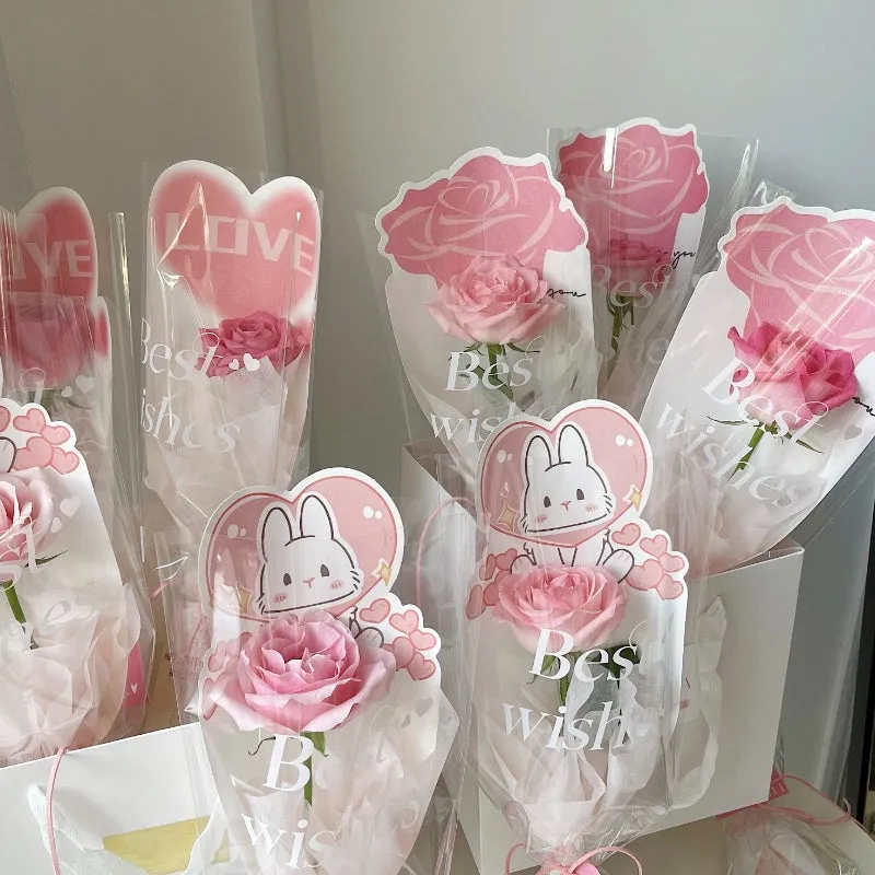 20pcs Valentine's Day Single Flower Sleeves Bags