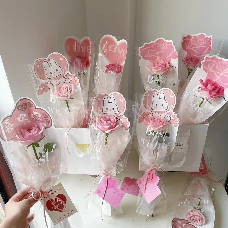 20pcs Valentine's Day Single Flower Sleeves Bags