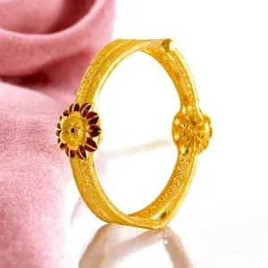 22K Gold Bangles With Bright Flower Design For Women & Girls