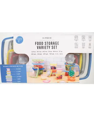 24-Piece Assorted Color Food Container Set