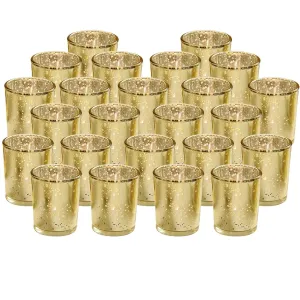 24-Pieces Gold Votive Tealights Candle Holder Mercury Glass