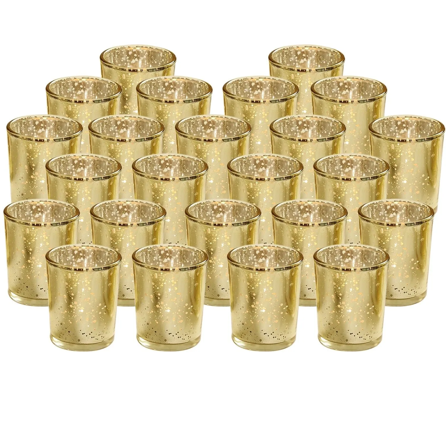 24-Pieces Gold Votive Tealights Candle Holder Mercury Glass