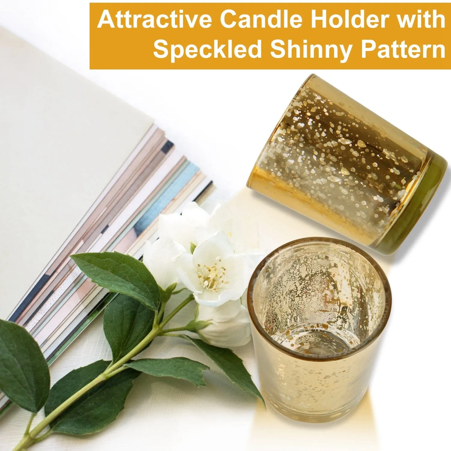 24-Pieces Gold Votive Tealights Candle Holder Mercury Glass