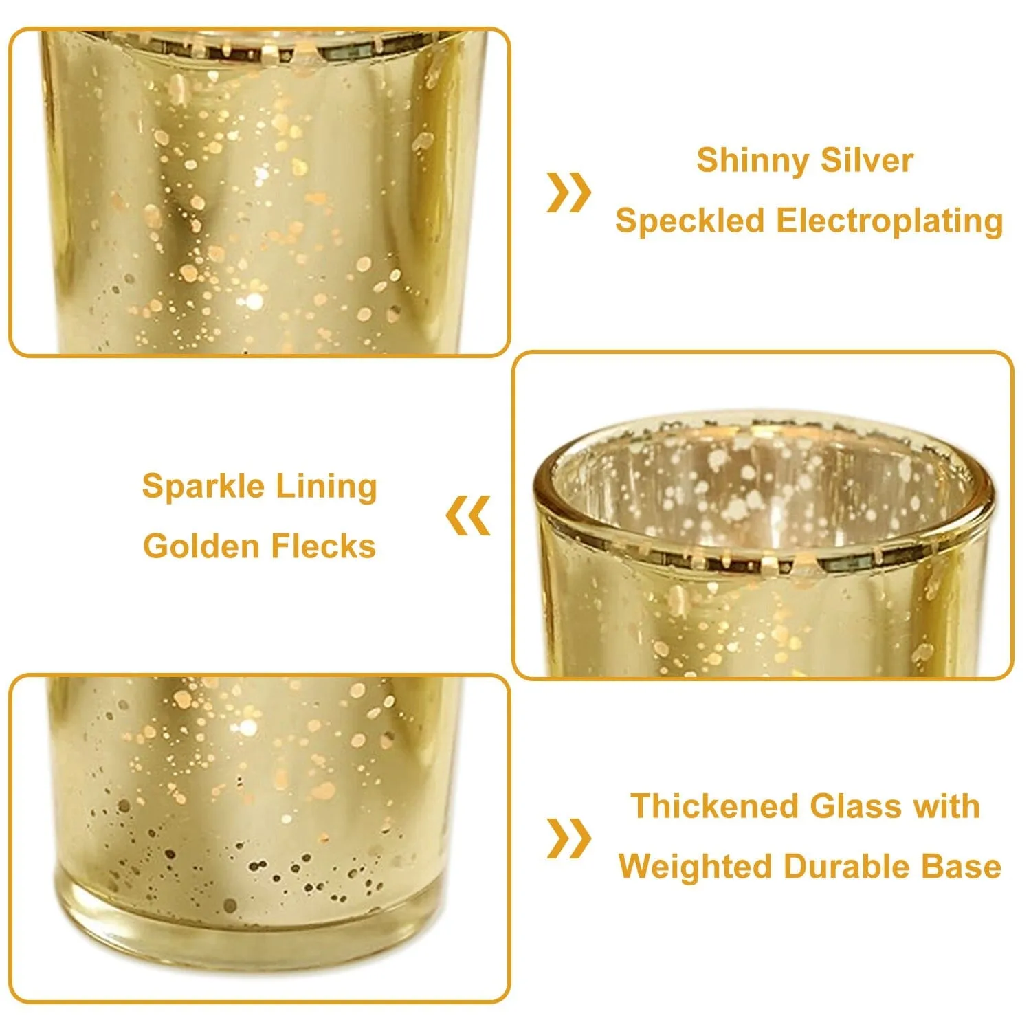 24-Pieces Gold Votive Tealights Candle Holder Mercury Glass