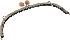 24.5cm Metal Arch Frame Kiss Clasp Lock Bead Head for DIY Handbag Purse Coin Bags(Grey)