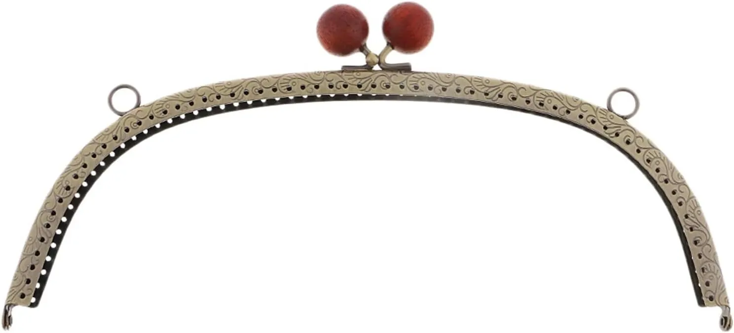 24.5cm Metal Arch Frame Kiss Clasp Lock Bead Head for DIY Handbag Purse Coin Bags(Grey)