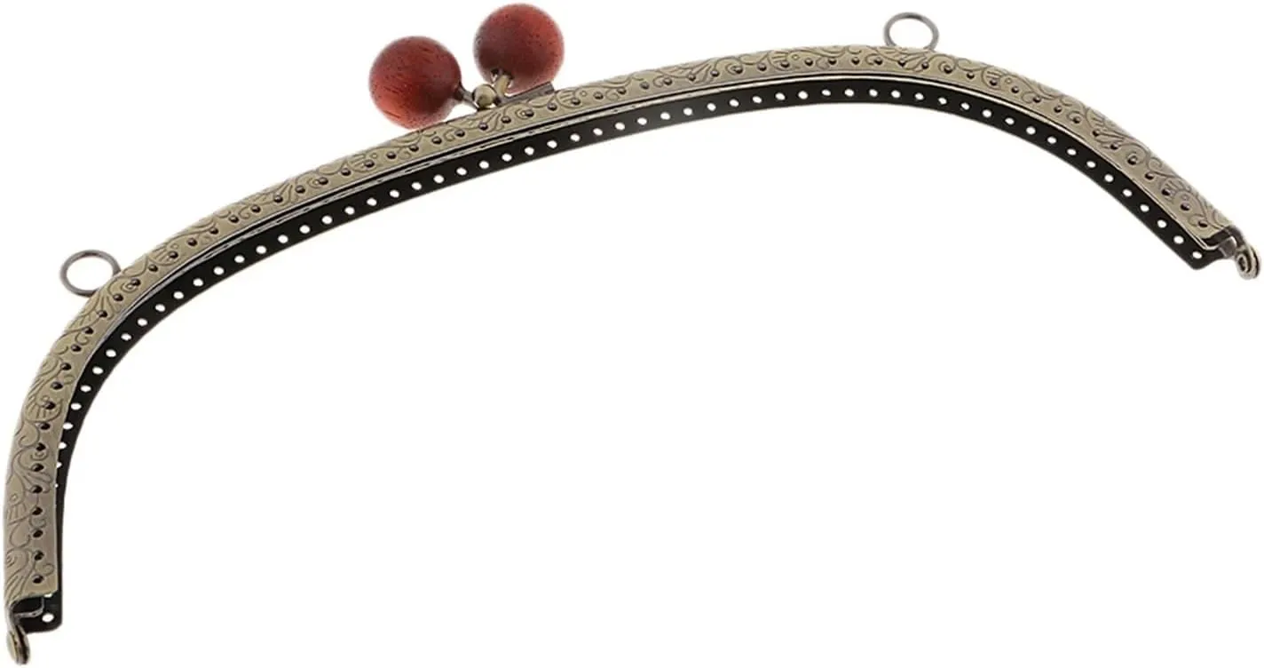 24.5cm Metal Arch Frame Kiss Clasp Lock Bead Head for DIY Handbag Purse Coin Bags(Grey)