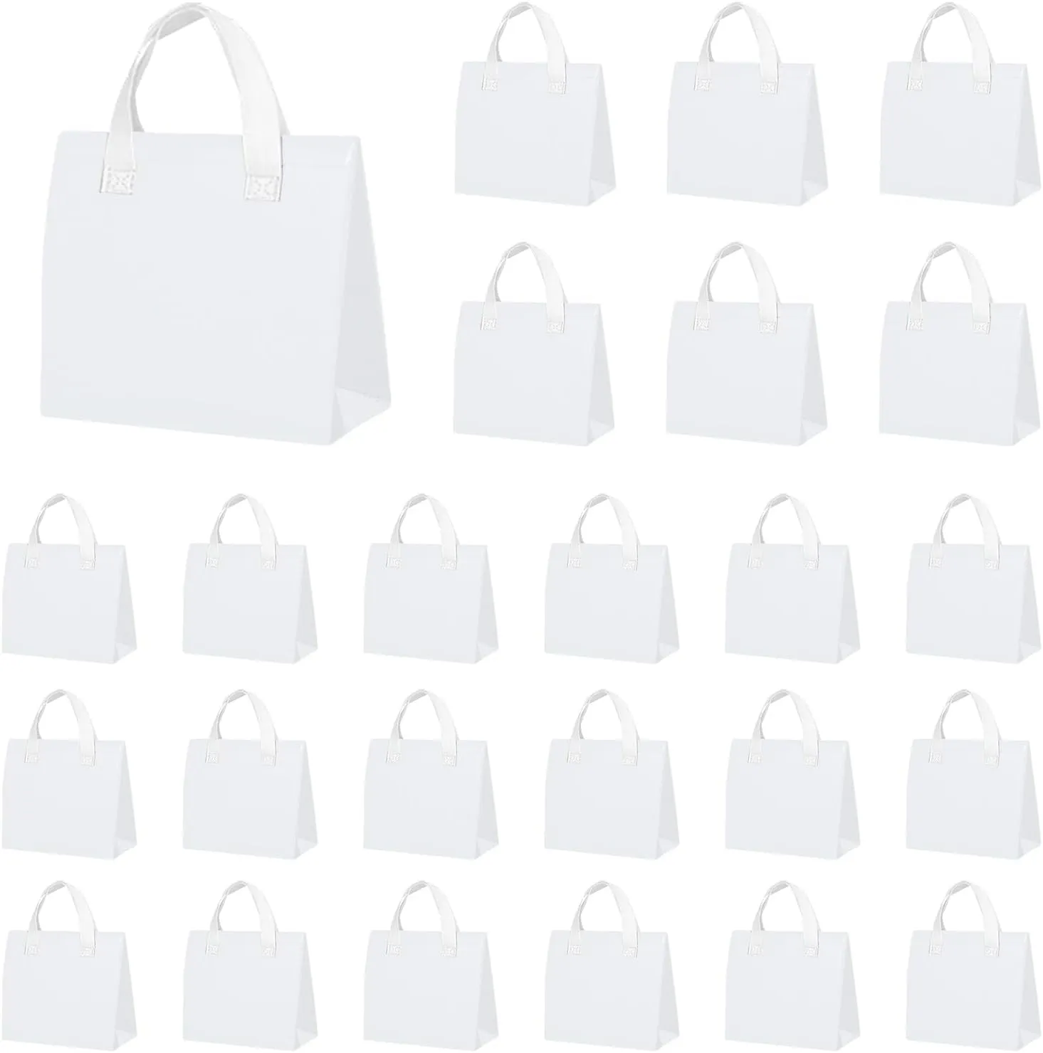 25 Pcs Insulated Take Away Bags Bulk 6 x 9.5 x 10 Inch Thermal Take Out Bag Thermal Insulation Food Bag Insulation Cooler Bags Disposable for Hot and Cold Frozen Food, Food Delivery(White)