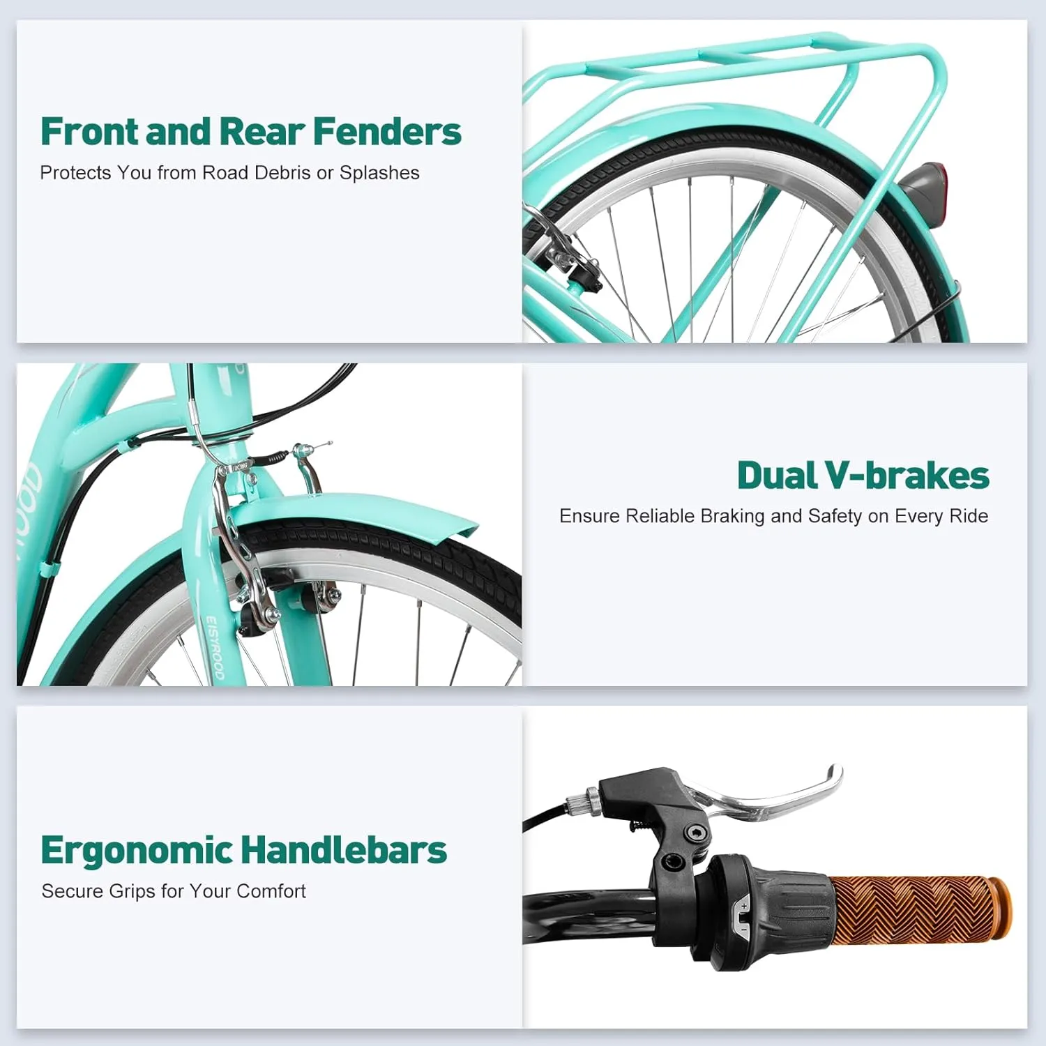 26 Inch Beach Cruiser Bike, 7-Speed Ladies Bike with Basket & Rack, Ideal City Bicycle for Women and Adults, Perfect for Commuting and Leisure Rides
