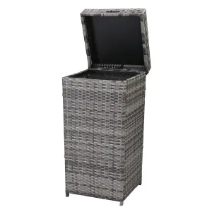 27 Gallon Hideaway Can Rattan Outdoor Trash with Lid Use in Backyard, Deck, or Patio (Grey)