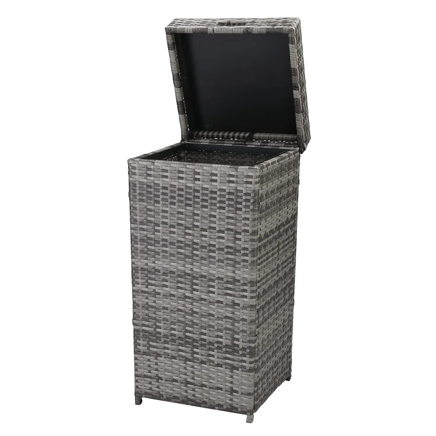 27 Gallon Hideaway Can Rattan Outdoor Trash with Lid Use in Backyard, Deck, or Patio (Grey)