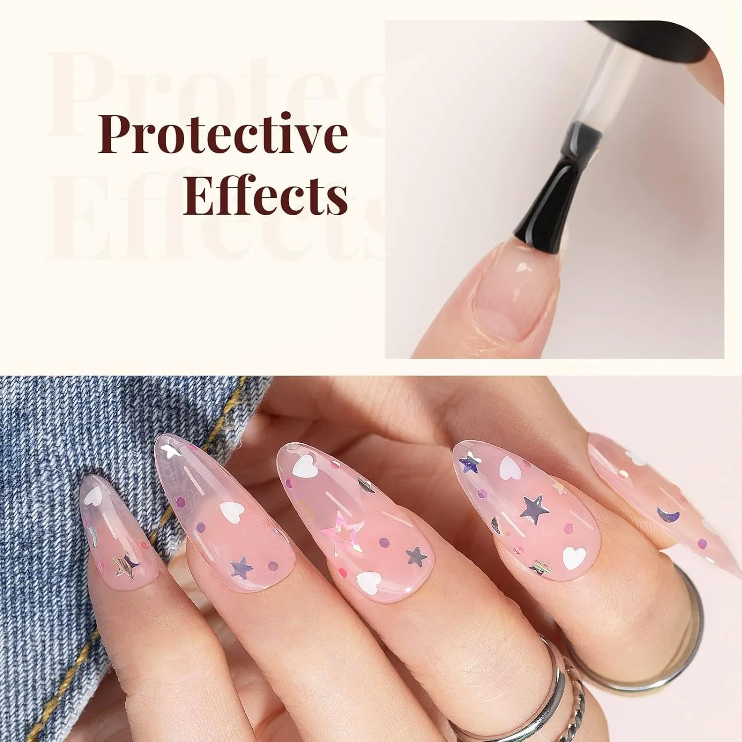 2Pcs 15Ml No Wipe Top Coat High Gloss Shiny Long-Lasting Clear Gel Top Coat, Soak off Nail Lamp Nail Gel, Home DIY Professional Manicure and Nail Salon