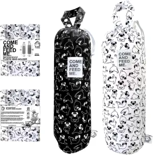 2pcs Waterproof Plastic Grocery Trash Bag Holder Shopping Carrier Holder Organizer Kitchen Storage Bag Dispenser Multiple Designs Sizes Dogs