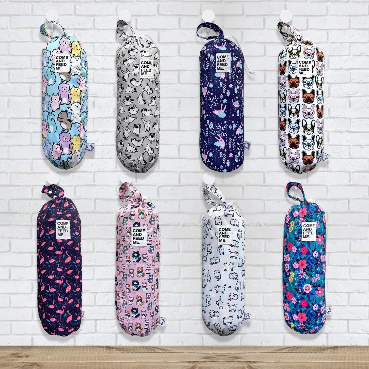 2pcs Waterproof Plastic Grocery Trash Bag Holder Shopping Carrier Holder Organizer Kitchen Storage Bag Dispenser Multiple Designs Sizes Dogs