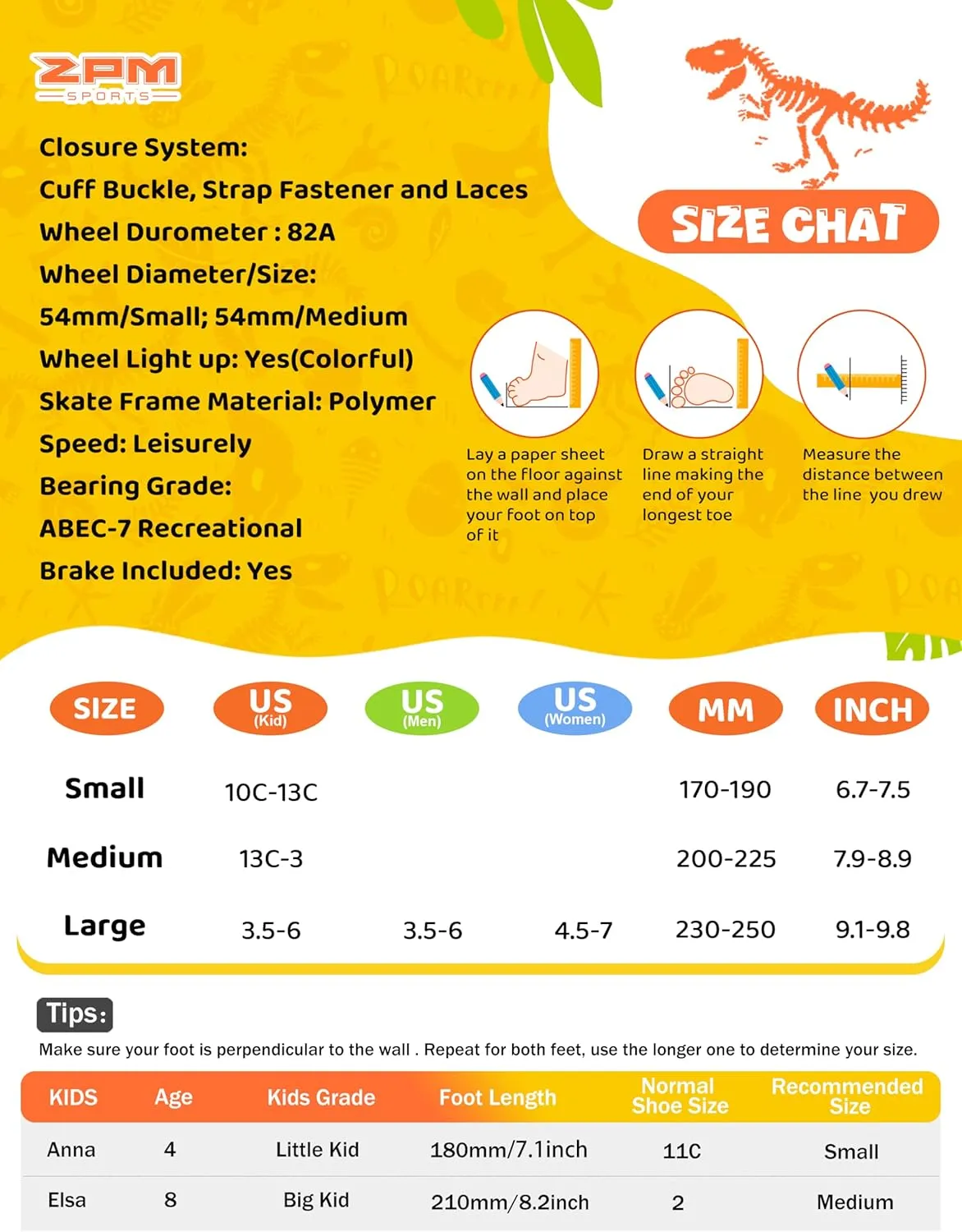 2PM SPORTS Kids Roller Skates Girls Boys Ages 5-8 8-12 4-6 6-12 with Light Up Wheels, Adjustable Rollerskates Beginner Toddler Youth Size 10C 11C 12C 13C 1 2 3 4 5 6