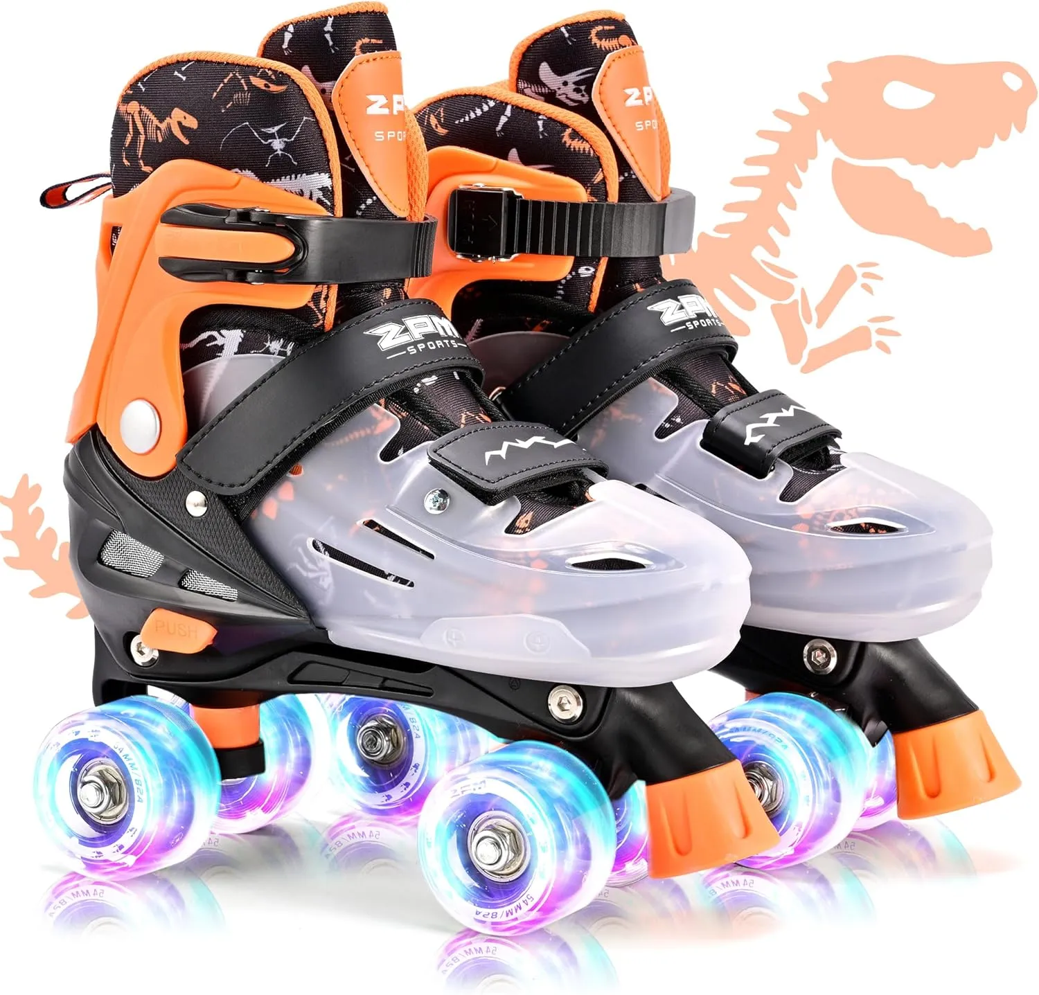 2PM SPORTS Kids Roller Skates Girls Boys Ages 5-8 8-12 4-6 6-12 with Light Up Wheels, Adjustable Rollerskates Beginner Toddler Youth Size 10C 11C 12C 13C 1 2 3 4 5 6