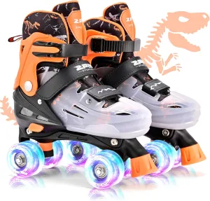 2PM SPORTS Kids Roller Skates Girls Boys Ages 5-8 8-12 4-6 6-12 with Light Up Wheels, Adjustable Rollerskates Beginner Toddler Youth Size 10C 11C 12C 13C 1 2 3 4 5 6