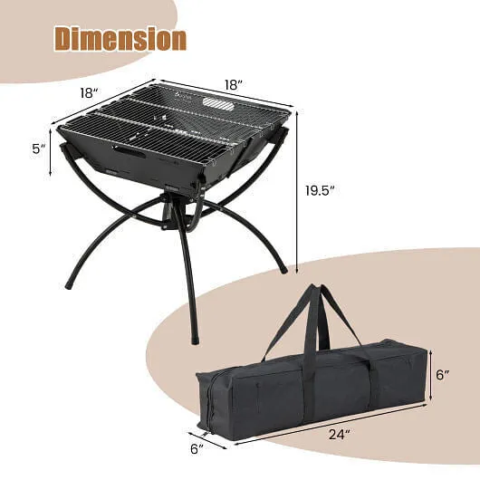 3-in-1 Camping Campfire Grill with Stainless Steel Grills Carrying Bag & Gloves-