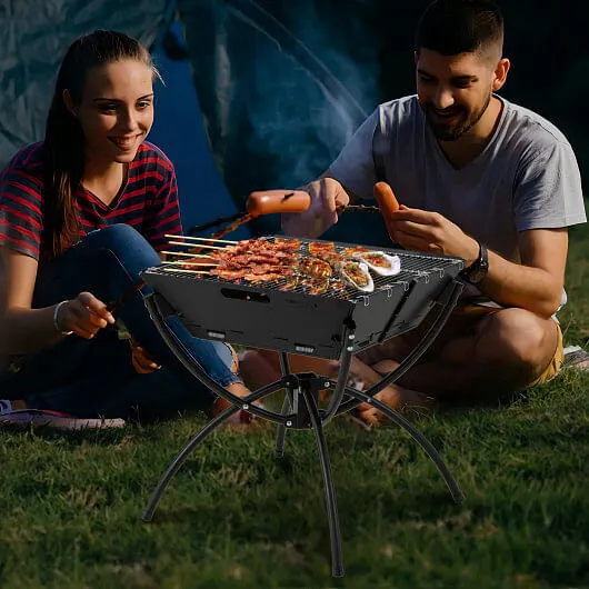 3-in-1 Camping Campfire Grill with Stainless Steel Grills Carrying Bag & Gloves-