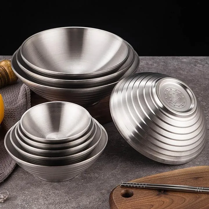 3 Pack Soup Bowls Ramen Bowls SUS304 Stainless Steel Bowl Dinner Server Bowls