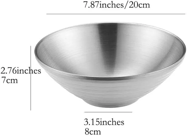 3 Pack Soup Bowls Ramen Bowls SUS304 Stainless Steel Bowl Dinner Server Bowls