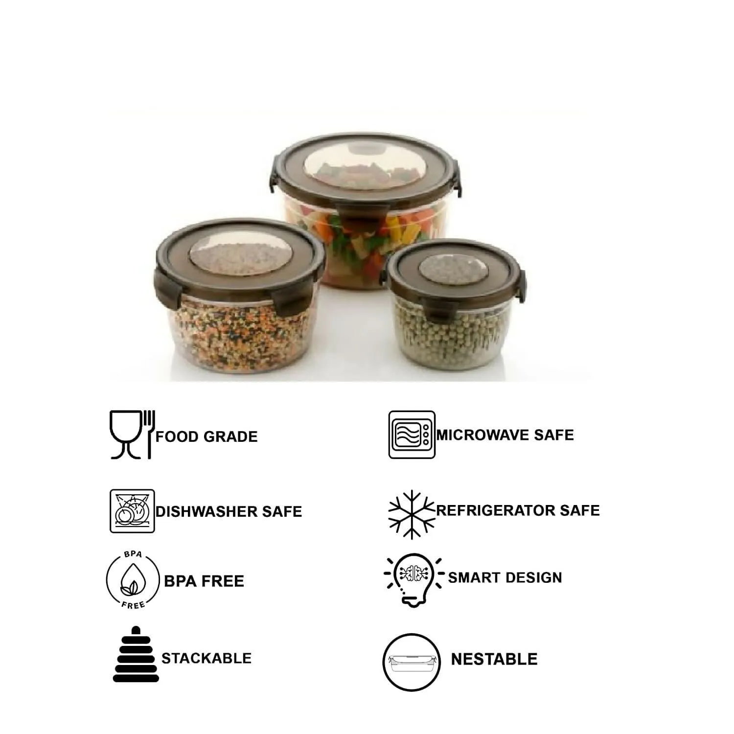 3-Piece Airtight Food Storage Set (2400ml-1400ml-700ml)