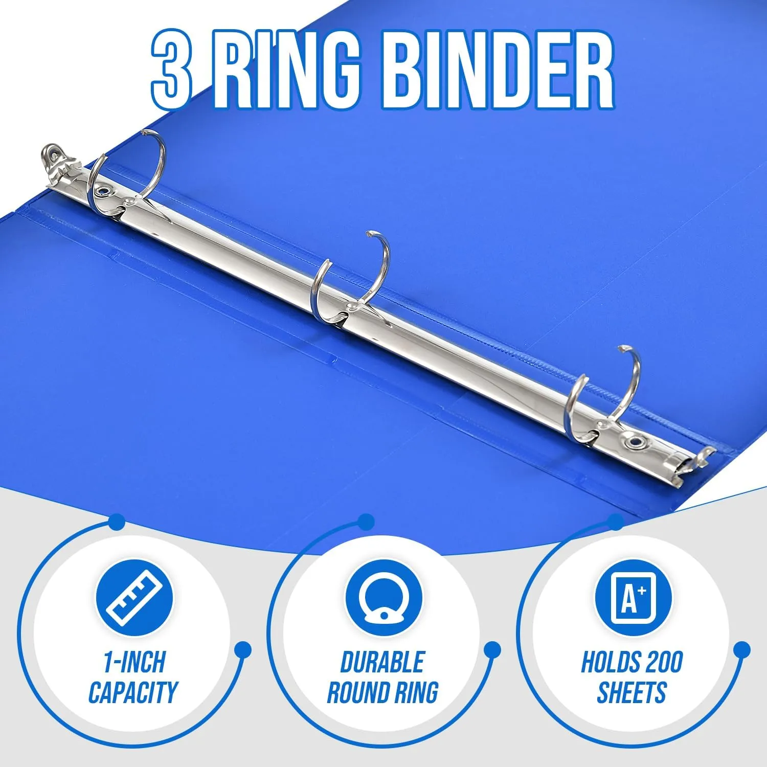 3 Ring Binder 1 Inch, 6 Pack Clear View 3 Hole PVC-Free Fits 8.5x11 Inch Paper Flexible Round Ring for School Office Home Supplies (Multicolored)