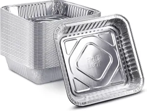 [300 Pack - 8” x 8”] Square Baking Cake Pans| Heavy Duty l Disposable Aluminum Foil Tins l Portable Food Containers l Perfect for Roasting Toaster Oven Broiling Cooking