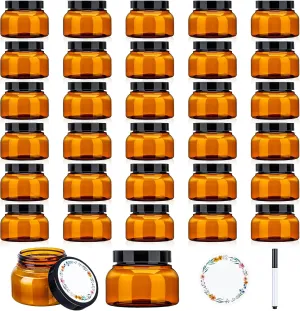32 Pack 8 oz Plastic Sugar Scrub Containers with Lids, Body Butter Jars Amber Empty Refillable Round Cosmetic Containers for Creams,Lotions,Candy,Bath Salt,Gel