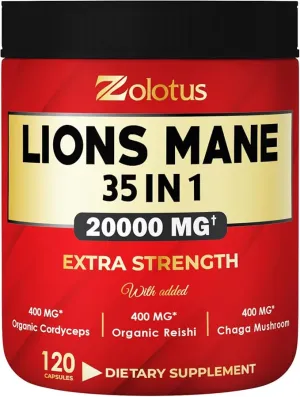 35 in 1 Lions Mane Mushroom 20000mg, with (120 Capsules)