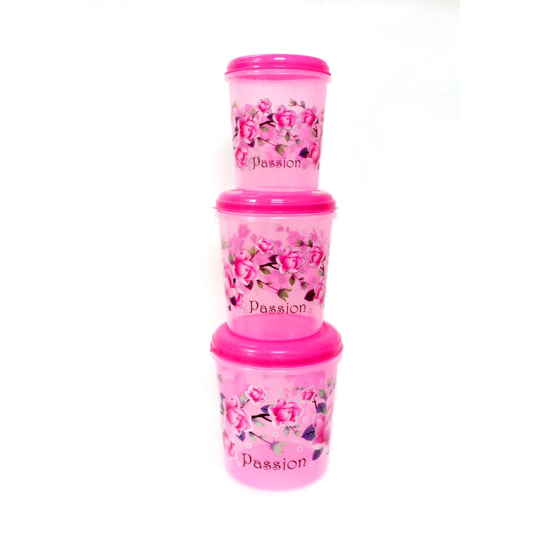 3684 Round Container Set Flower Print ( 1kg, 2kg, 3kg )