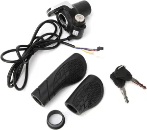 36V Electric Bike Twist Throttle Bicycle Ebike Handlebar Twist Grip Throttle with LCD Display and Key Lock Durable for Electric Scooter Balance Car