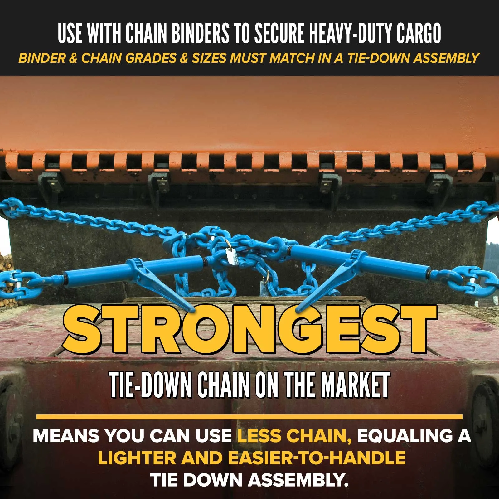 3/8" x 20' Tie Down Chain with Eye Grab Hooks | Grade 120