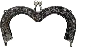 3dancraftit Vintage Fancy Zinc Alloy Emboss Sew on Kiss Clasp Lock Coin Purse Pouch Bag Clutch Frame 5" x 3" / 12.5cm x 7.5cm Gunmetal D30